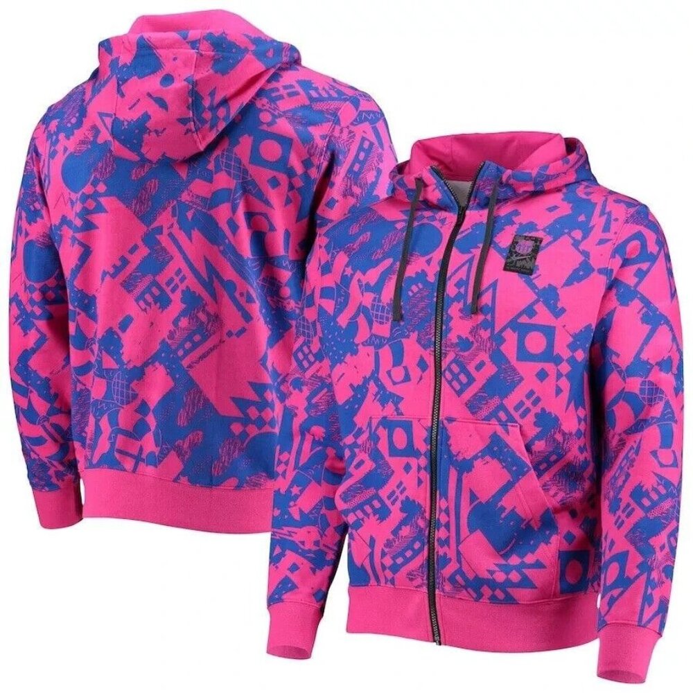 NIKE FC BARCELONA GRAPHIC HOODIE Mens S DB7891 Soccer FCB Sweat Shirt Pink Blue